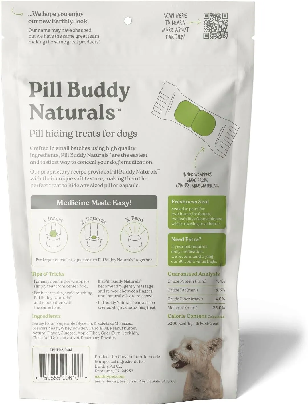 Earthly Pill Buddy Naturals - PB & Apple Recipe Pill Hiding Treats for Dogs - Make A Perfect Pill Concealing Pocket Or Pouch for Any Size Medication - 30 Servings