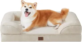 EHEYCIGA Orthopedic Dog Bed for Large Dogs, Waterproof Memory Foam, Non-Slip Bottom, Beige, 35"L x 22"W x 6.5"Th
