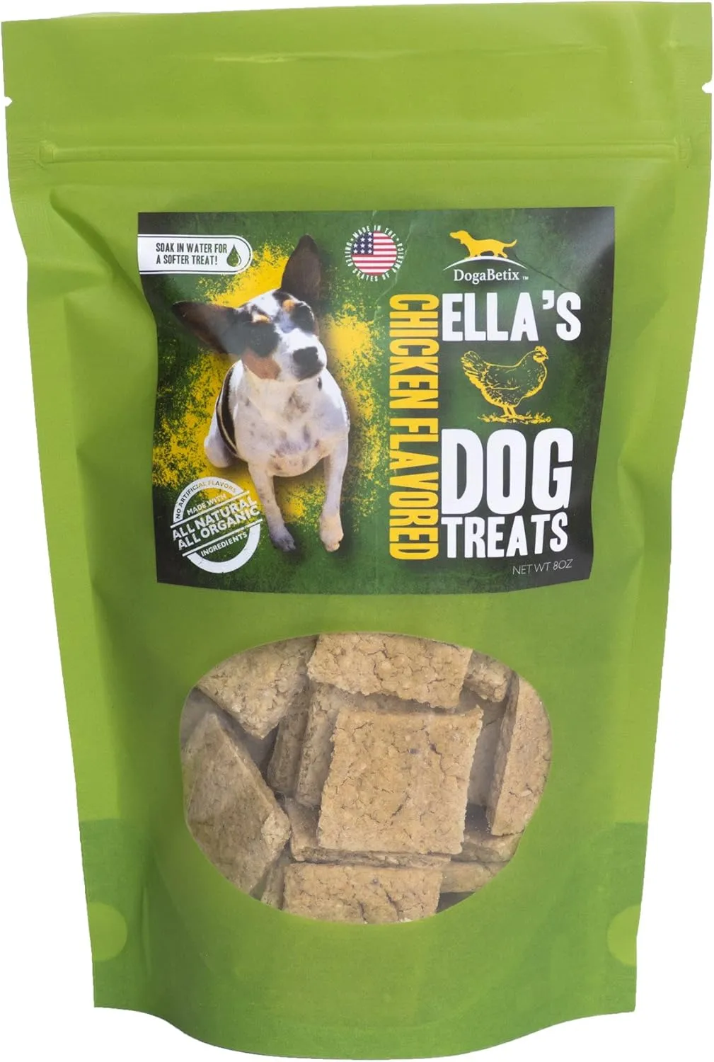 Ella's Diabetic Dog Treats Chicken (8oz) - Low Glycemic Ingredients - Vet Approved - Made in USA by Owners of Diabetic Dogs - Developed to Help Keep Glucose Levels Stable