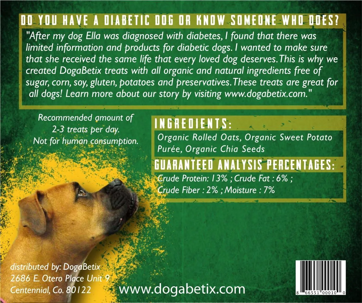 Ella's Diabetic Dog Treats Sweet Potato (8oz) - Low Glycemic Ingredients - Vet Approved - Made in USA by Owners of Diabetic Dogs - Developed to Help Keep Glucose Levels Stable