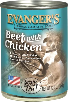 Evanger's Heritage Classic Beef with Chicken for Dogs - 12, 12.5 oz Cans