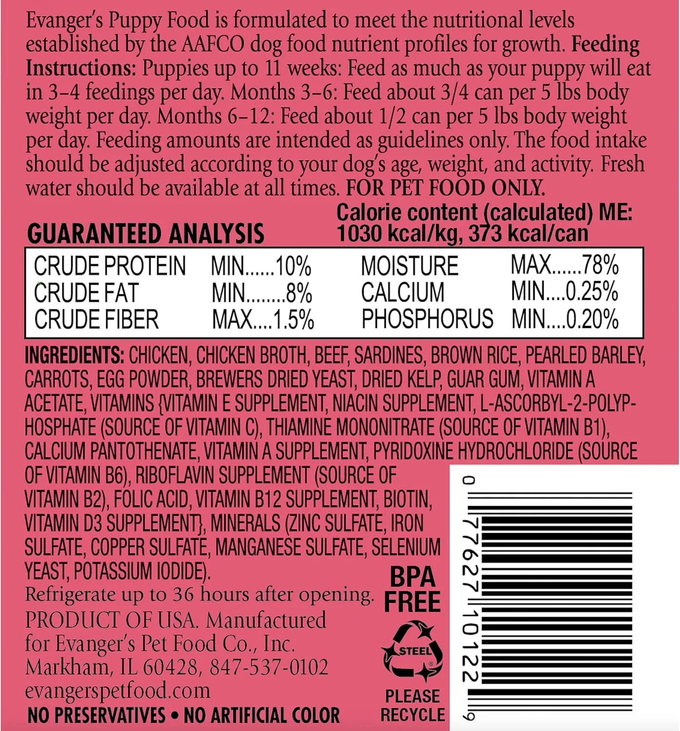 Evanger's Heritage Classics Puppy Dinner for Dogs - 12, 12.5 oz Cans