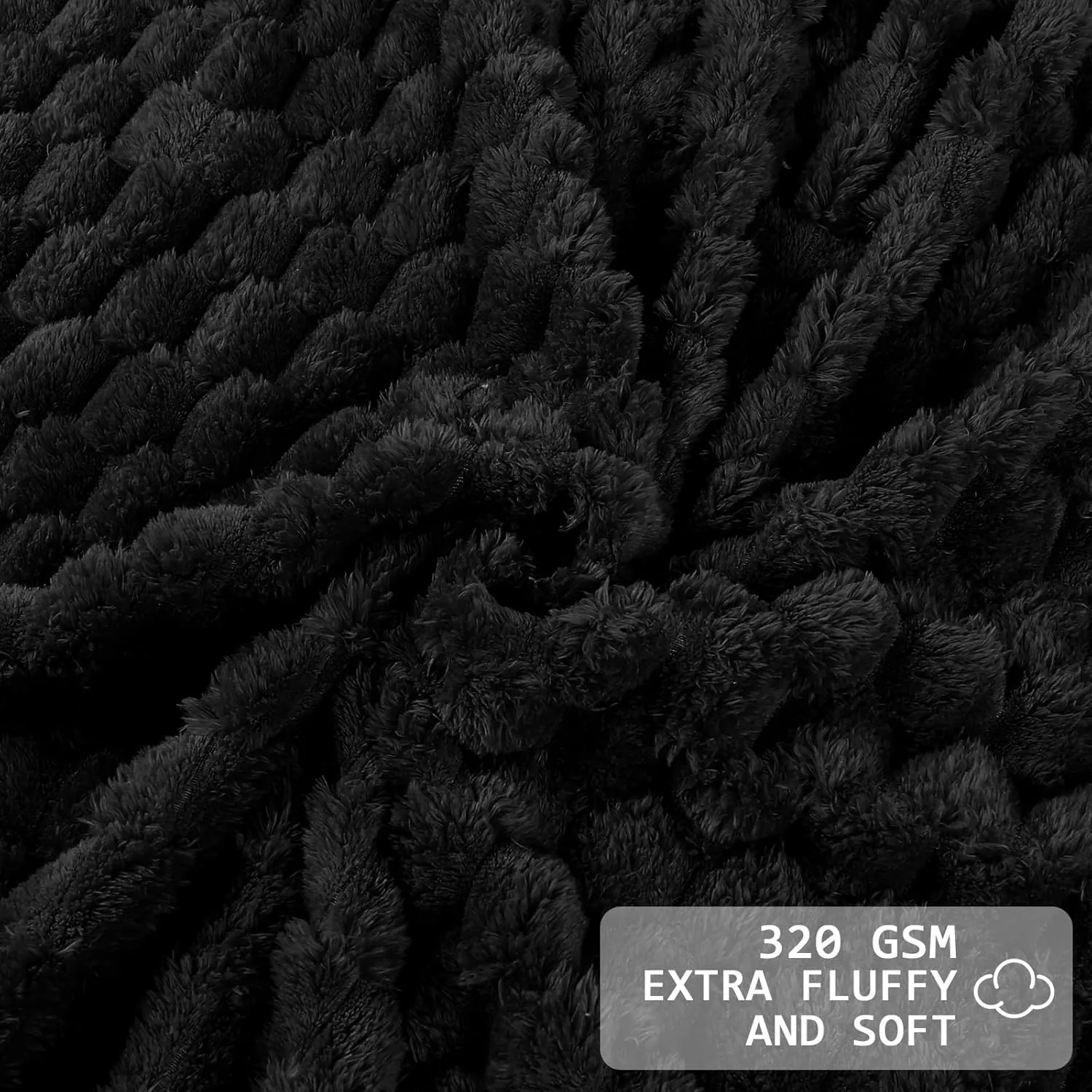 Excervent Flannel Fleece Throw Blanket(120x120 inches), Oversized Giant Extra Large 10'x10' King Bed Throw, Hexagon Jacquard Decorative Fuzzy Blankets for Household, Camping, and Travel, Black