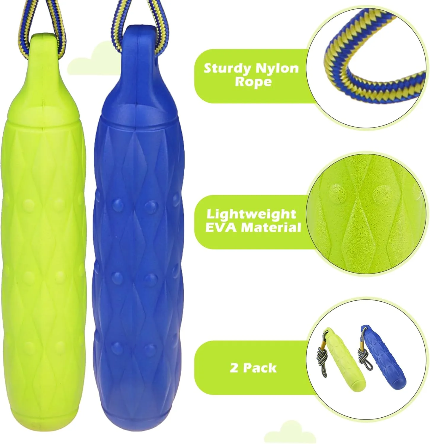 EXPAWLORER Dog Water Toys - Floating Dog Toys for Water Fetch, Stick Bumpers for Pool Lake Beach Chase, Interactive Summer Puppy Enrichment Essentials Outdoor, Chew-Safe for Non-Aggressive Breeds