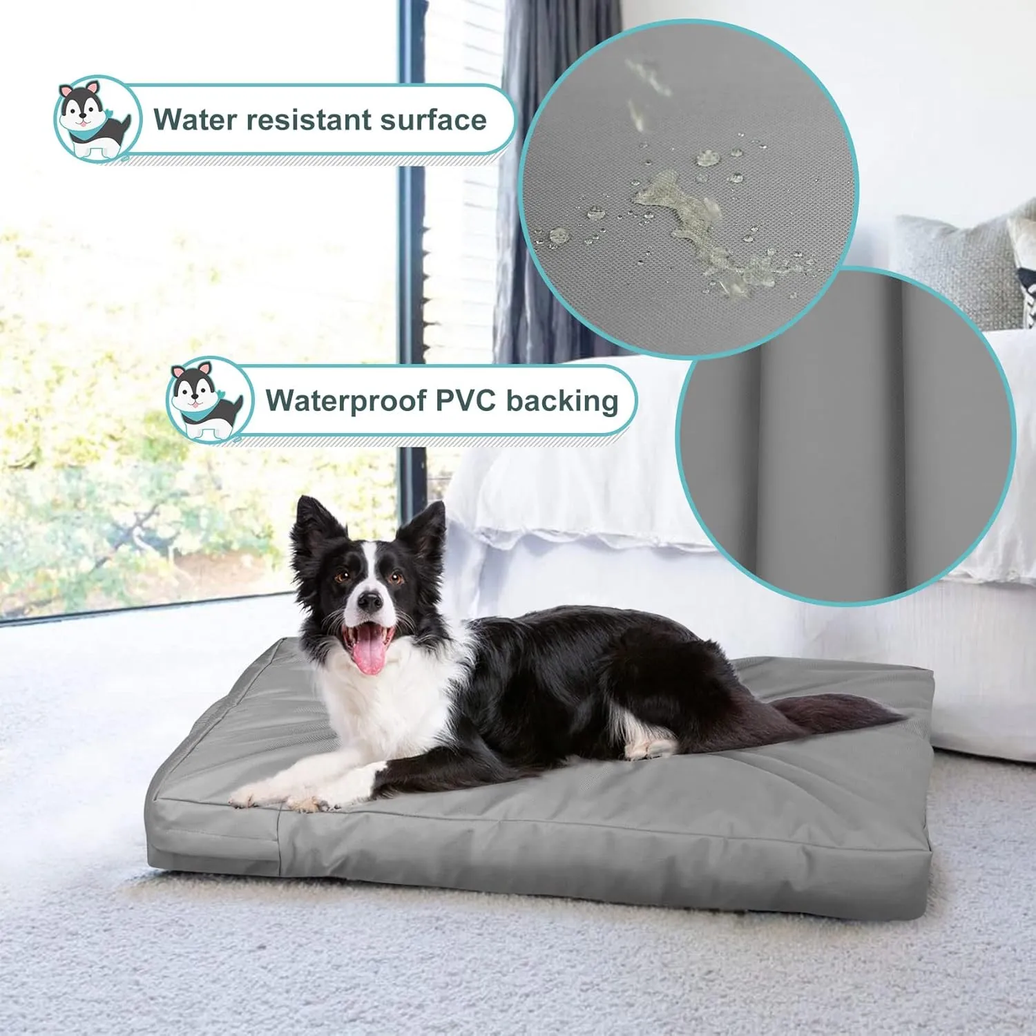 Explore Land Waterproof Dog Bed Cover Canvas Washable Dog Crate Pad Replacement Cover for 30 Inch Crate, 29Lx18Wx3.5H inch, Gray