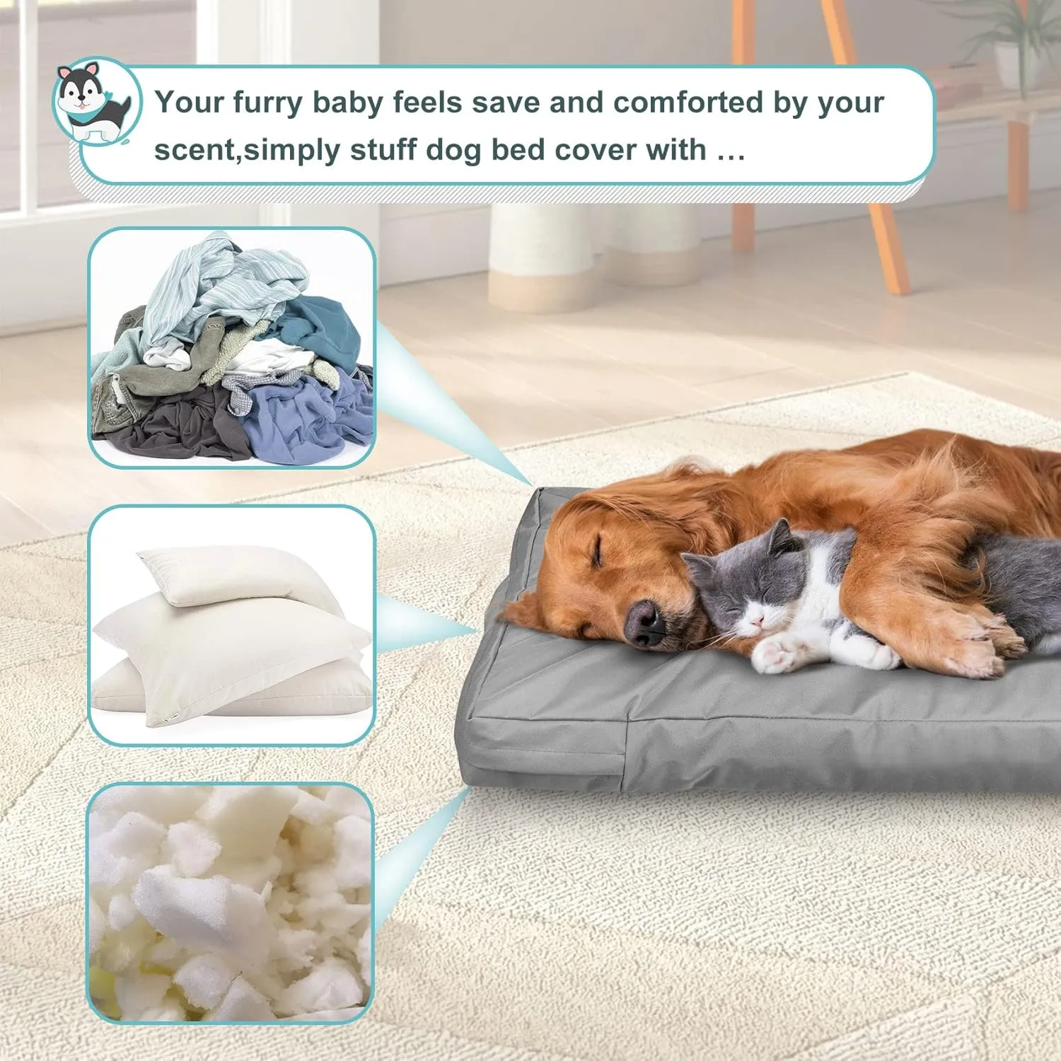 Explore Land Waterproof Dog Bed Cover Canvas Washable Dog Crate Pad Replacement Cover for 30 Inch Crate, 29Lx18Wx3.5H inch, Gray
