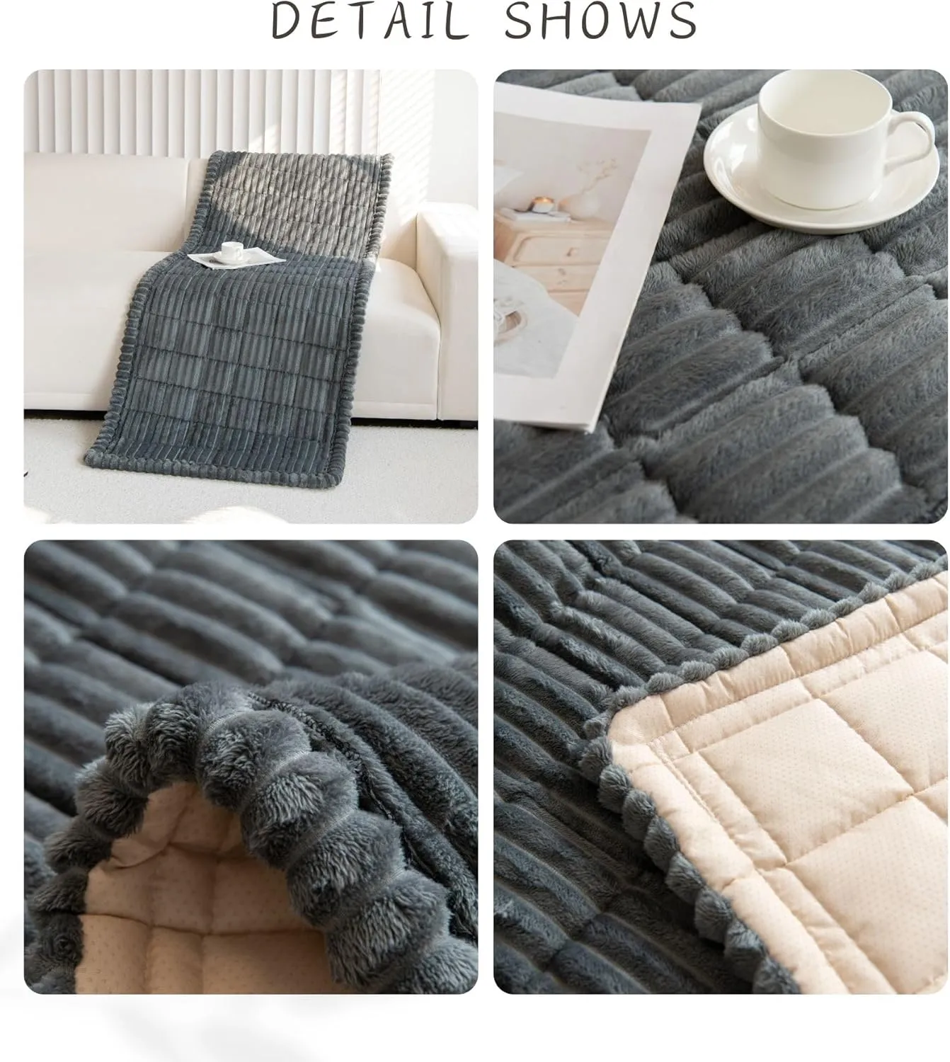Faux Fur Dog Couch Cover Protector Soft Fuzzy Plush Couch Cover for Dogs Washable Anti-Slip Dog Bed Cover Pet Blanket Pet Friendly Sofa Cover for Puppy Large Dog Cat (Mid Grey,28"x47")