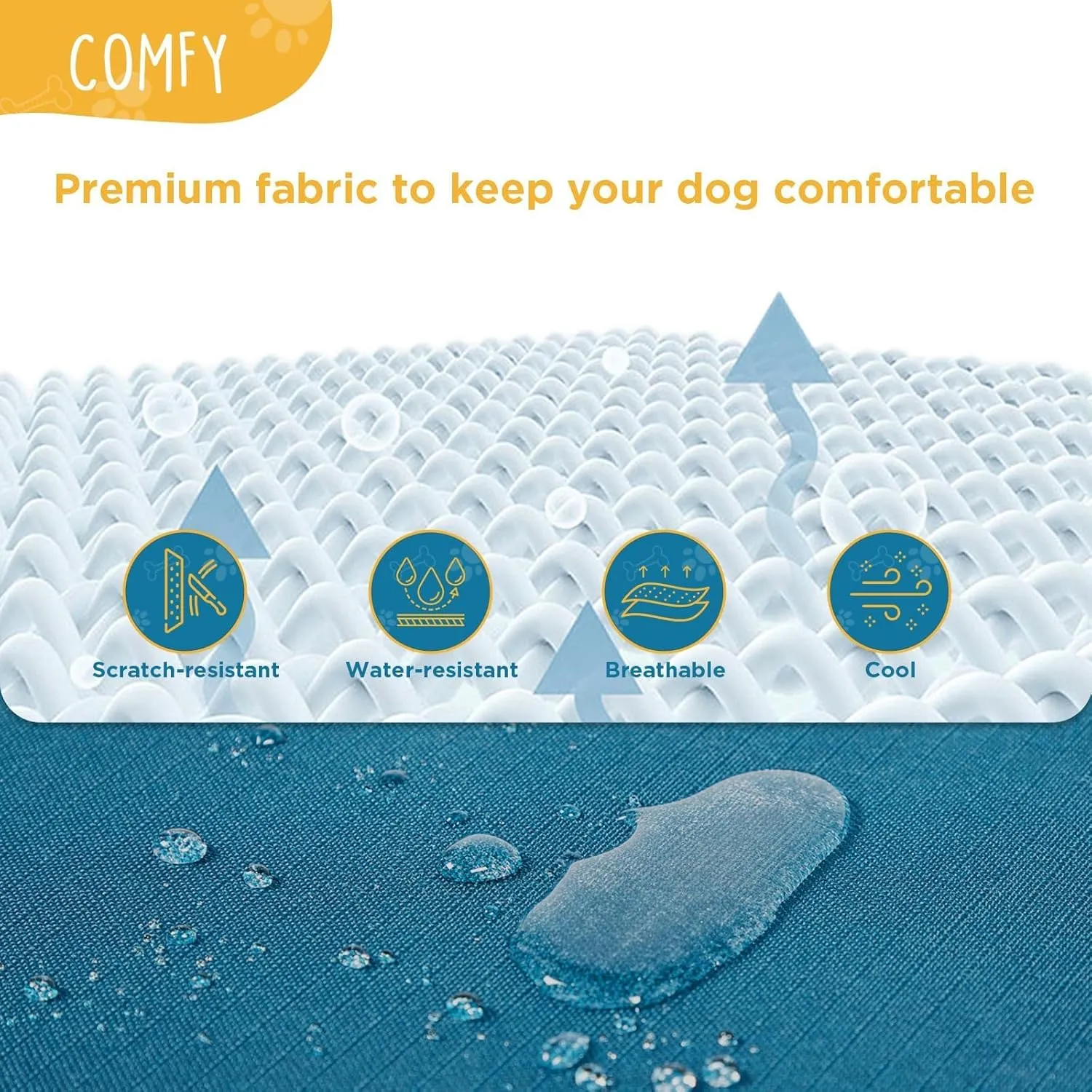 Folding Raised Dog Cot, Large Outdoor Elevated Dog Bed, Cooling Chew Proof Pet Cots Bed, Portable, Heavy Duty Up to 160 lbs, Pet Cot for Camping, Home, Dark Blue, 43"x27"x7"