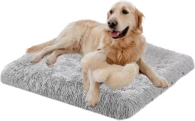 Fulffy Pet Pad Bed - 36" x 23" Plush Faux Fur Dog Crate Mat with Anti-Slip Bottom, Machine Washable Kennel Pad for Large & Medium Dogs, Gray