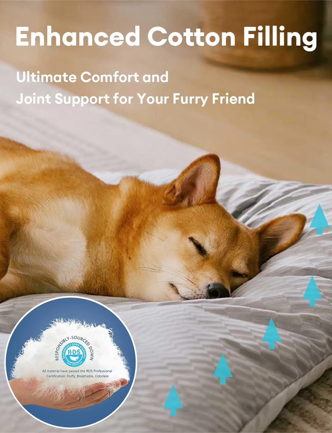 FUNNY FUZZY Washable Dog Bed,Reversible Plush Dog Crate Mat, Soft Fluffy Kennel Pad,Pet Sleeping Mattress for X-Large,Large,Jumbo,Medium Sized Dogs Breeds,Indoor Cats,35.4"  22.8", Charcoal Grey