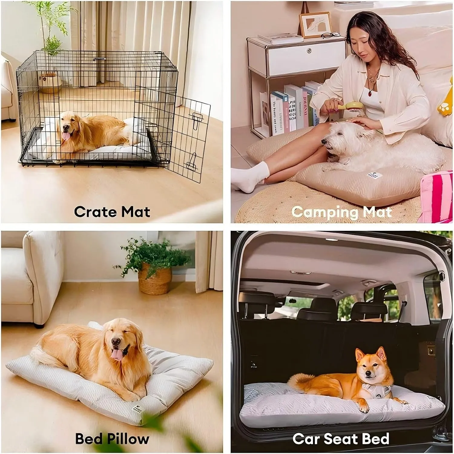 FUNNY FUZZY Washable Dog Bed,Reversible Plush Dog Crate Mat, Soft Fluffy Kennel Pad,Pet Sleeping Mattress for X-Large,Large,Jumbo,Medium Sized Dogs Breeds,Indoor Cats,35.4"  22.8", Charcoal Grey