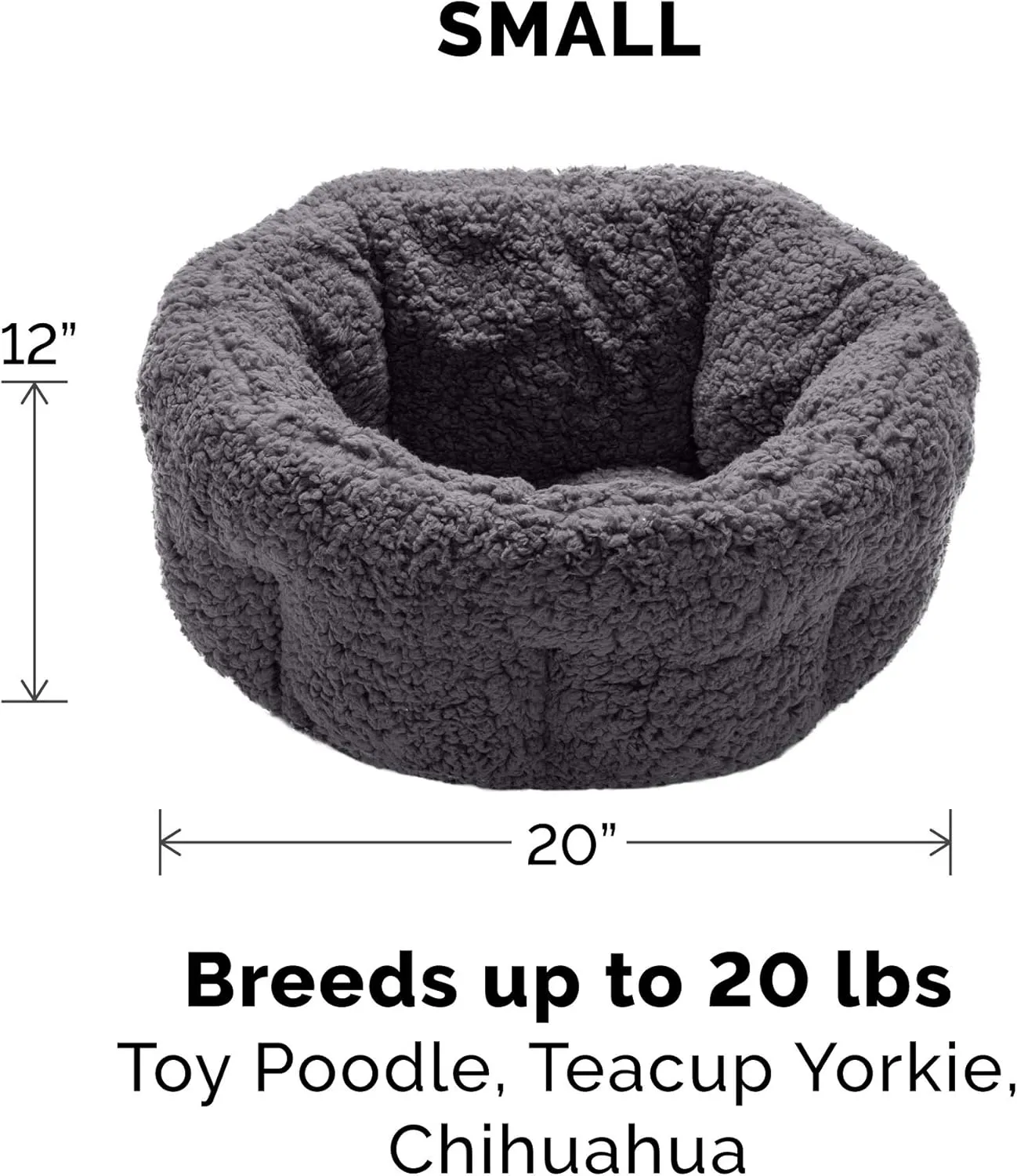 Furhaven 20" Round Self-Warming Pet Bed for Indoor Cats & Small Dogs, 100% Washable, For Pets Up to 20 lbs - Hi Lo Snuggle Terry Cuddler - Charcoal Gray, Small