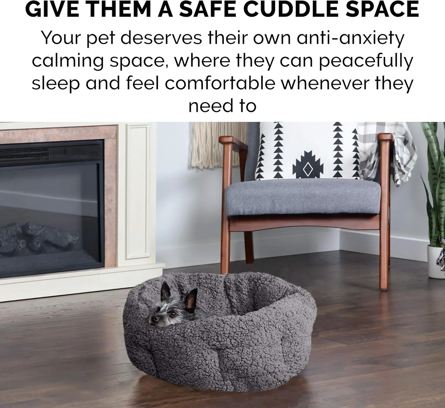 Furhaven 20" Round Self-Warming Pet Bed for Indoor Cats & Small Dogs, 100% Washable, For Pets Up to 20 lbs - Hi Lo Snuggle Terry Cuddler - Charcoal Gray, Small