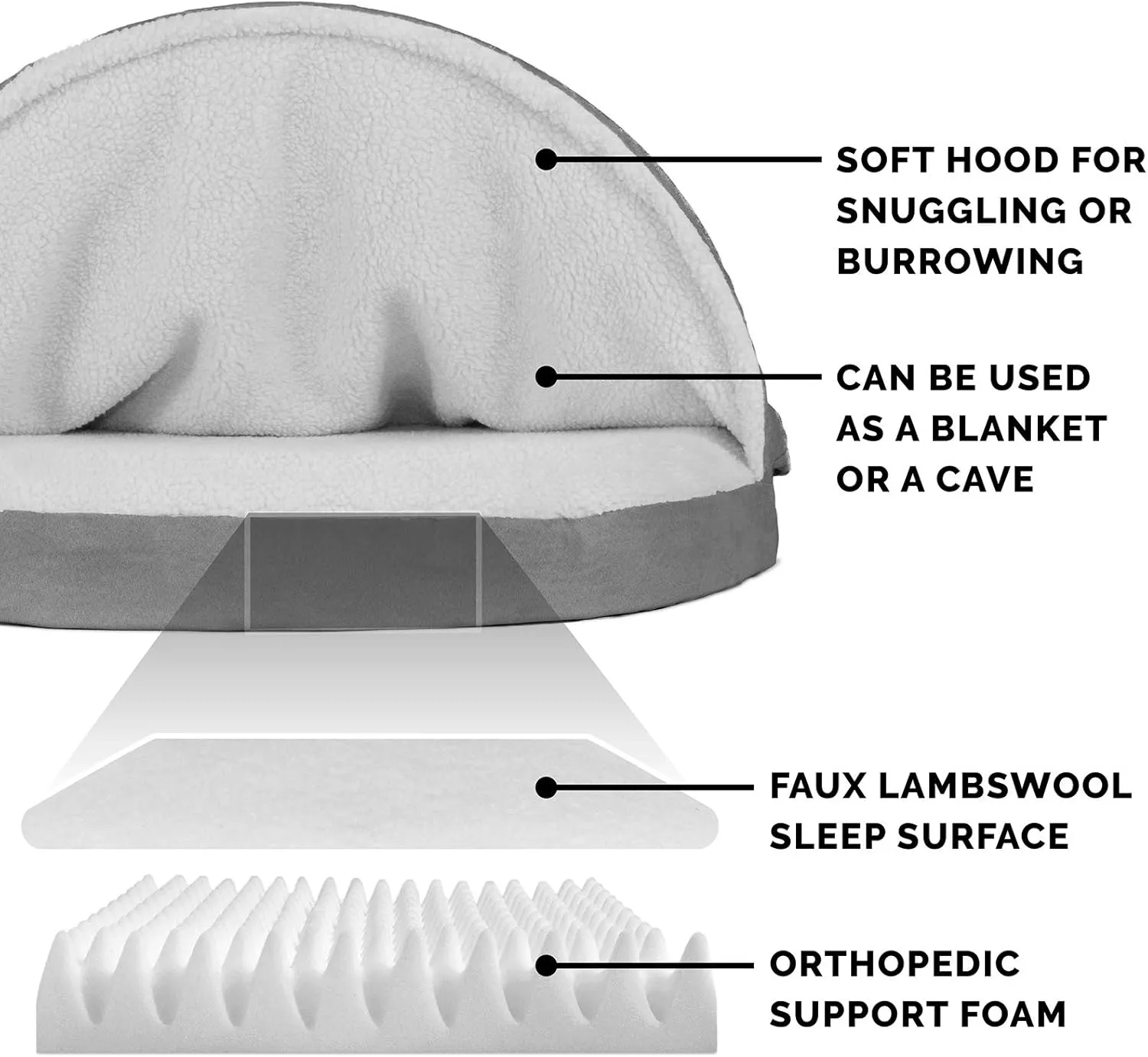 Furhaven 35" Round Orthopedic Dog Bed for Large/Medium Dogs w/ Removable Washable Cover, For Dogs Up to 50 lbs - Sherpa & Suede Snuggery - Gray, 35-inch