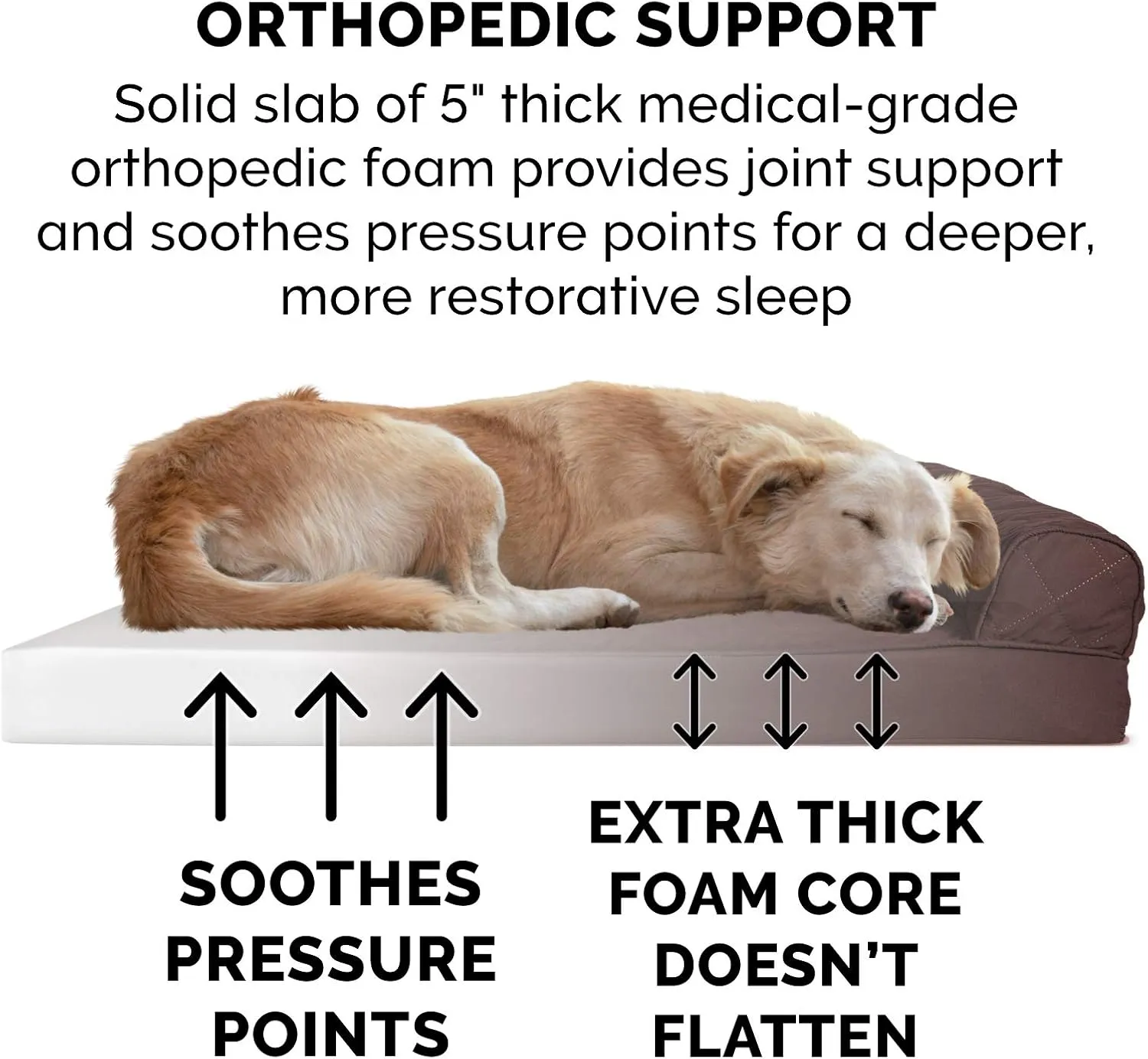 Furhaven Orthopedic Dog Bed for Large Dogs w/ Removable Bolsters & Washable Cover, For Dogs Up to 125 lbs - Quilted Sofa - Coffee, Jumbo Plus/XXL