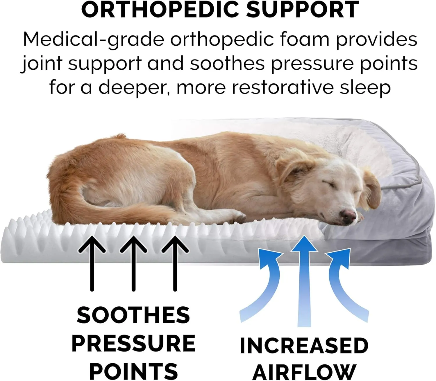 Furhaven Orthopedic Dog Bed for Medium/Small Dogs w/ Removable Bolsters & Washable Cover, For Dogs Up to 35 lbs - Plush & Velvet Waves Perfect Comfort Sofa - Granite Gray, Medium