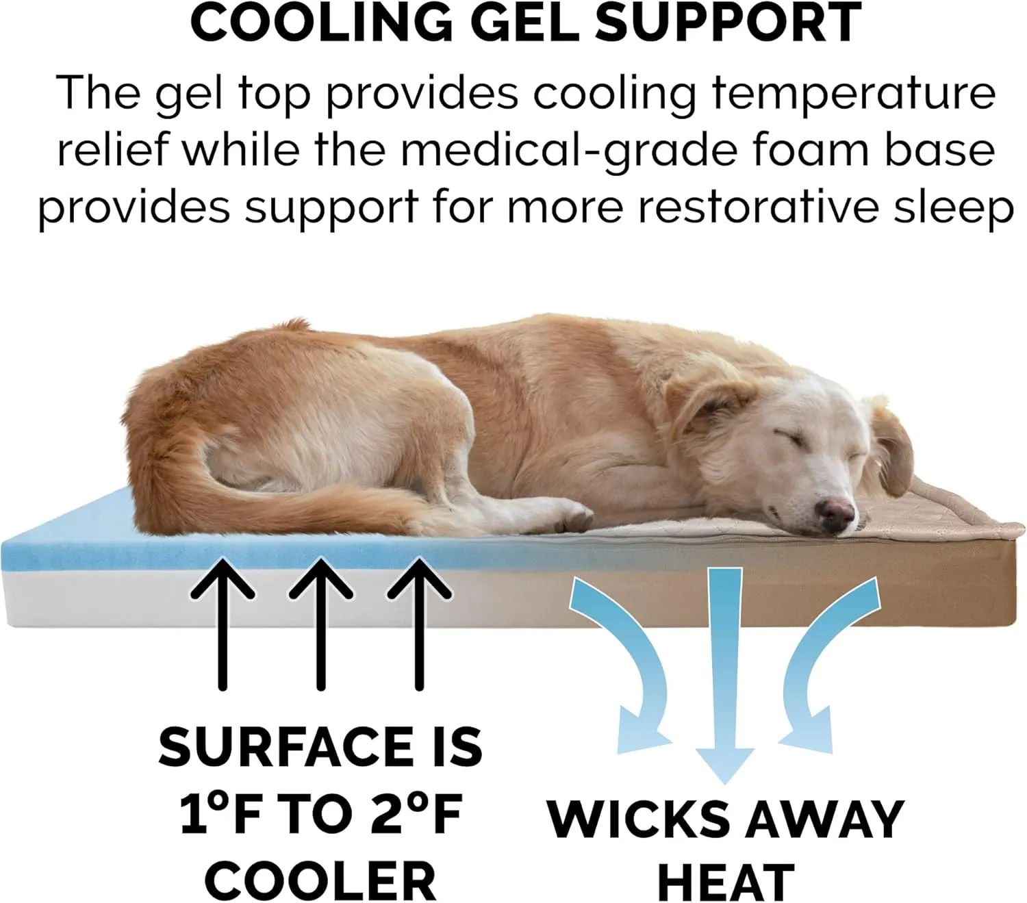Furhaven Water-Resistant Cooling Gel Dog Bed for Large Dogs w/ Removable Quilt Top & Washable Cover, For Dogs Up to 95 lbs - Indoor/Outdoor Quilt Top Convertible Mattress - Sand, Jumbo/XL