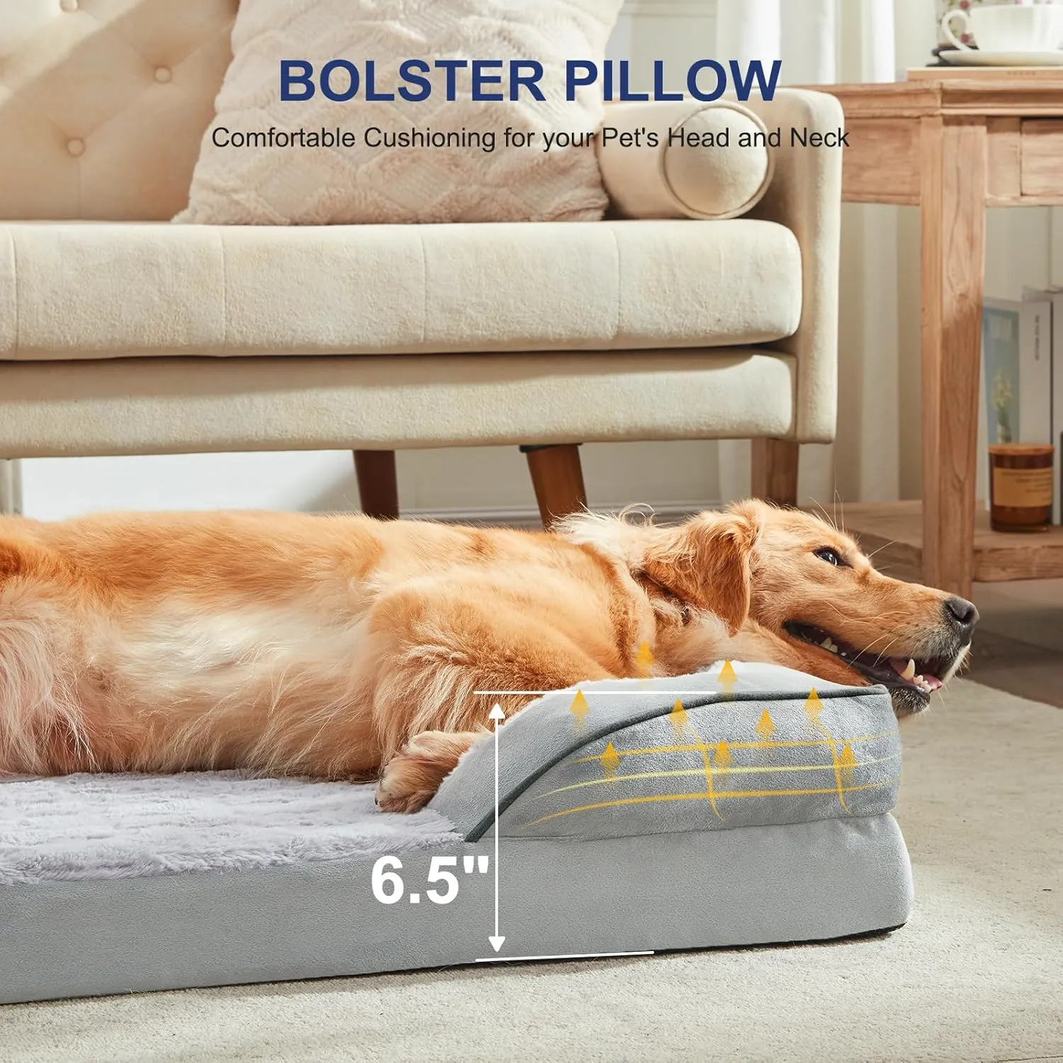 FURTIME Orthopedic Dog Bed for Extra Large Dogs - XL Washable Dog Sofa Bed Large, Supportive Foam Pet Couch Bed with Removable Washable Cover, Waterproof Lining and Nonskid Bottom, Light Grey