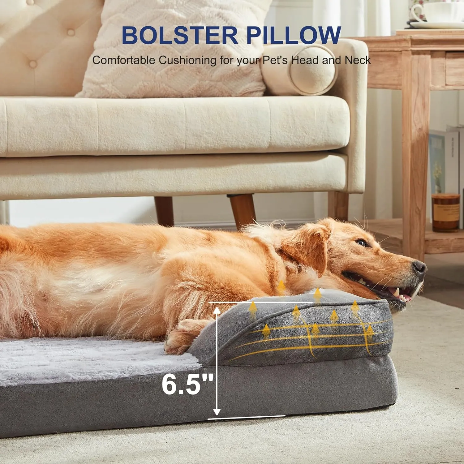 FURTIME Orthopedic Dog Beds Large Sized Dog, XL Washable Dog Sofa Bed for Large Dogs, Comfy Supportive Egg-Crate Foam Pet Couch Bed with Removable Cover, Waterproof Lining and Nonskid Bottom