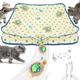 Gisgfim Interactive Indoor Cat Toys with Motion-Activated LED Light & Automatic Ball Movement - Hide & Seek Kitten Toy for Adult Cats (Green)