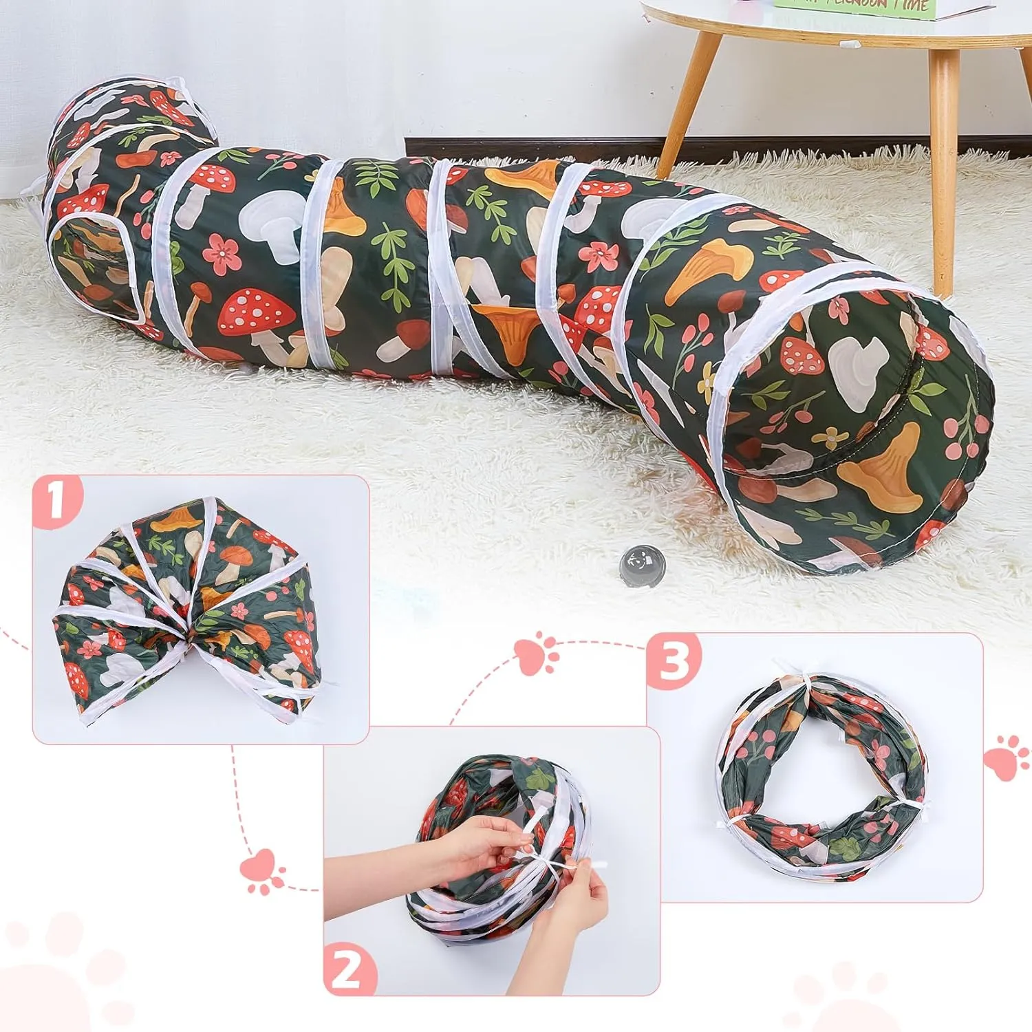 Glittme Cat Tunnel - S-Shape Peekaboo Cave With Toys, Foldable Tubes for Indoor Cats, Rabbits, Puppies, Guinea Pigs