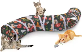 Glittme Cat Tunnel - S-Shape Peekaboo Cave With Toys, Foldable Tubes for Indoor Cats, Rabbits, Puppies, Guinea Pigs
