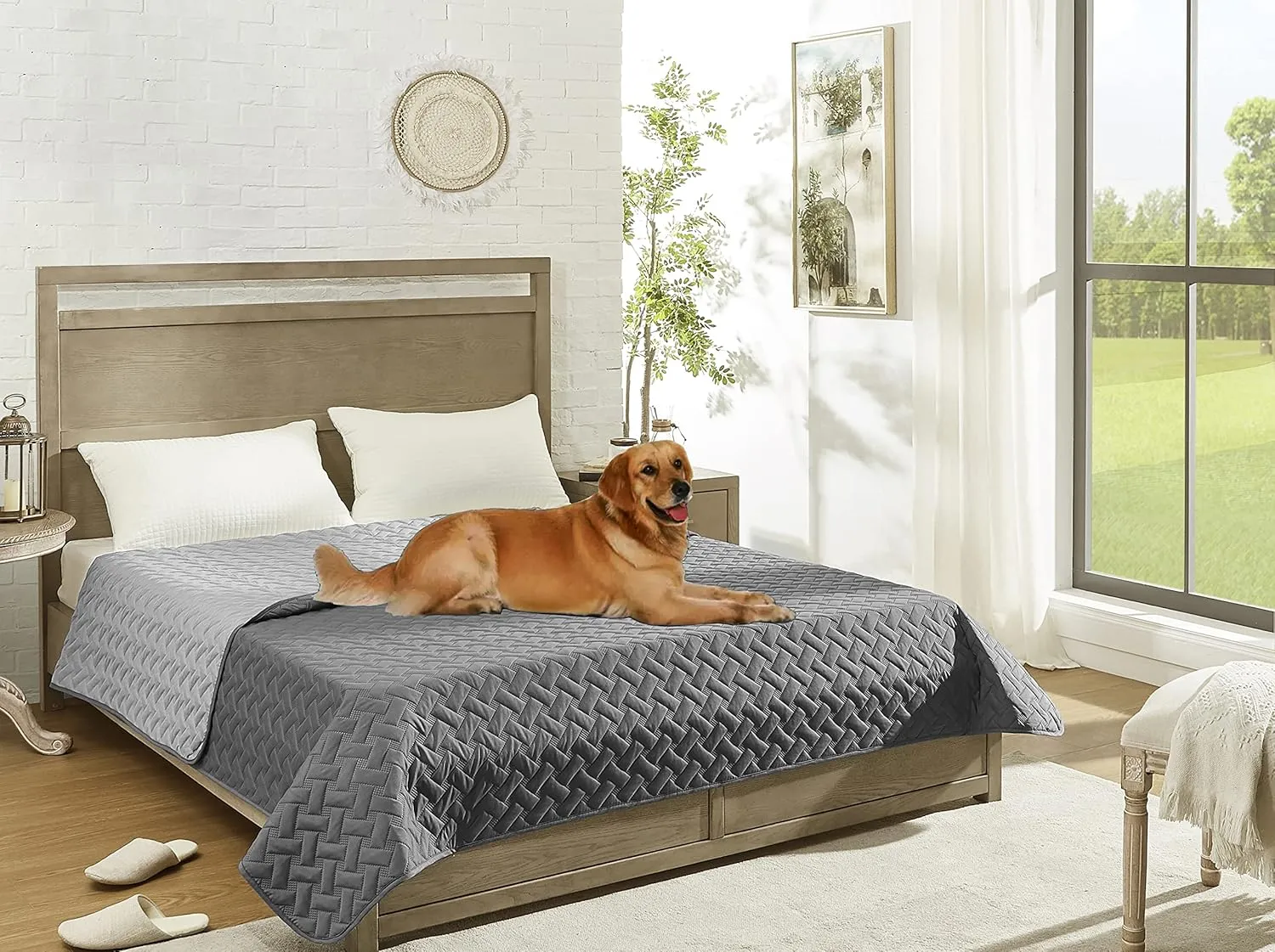 gogobunny 100% Double Sided Waterproof Dog Blanket Soft Pet Bed Cover Reversible Protect Furniture Couch Sofa Car for Puppy Cat Kids (Dark Grey/Light Grey, 68x82 Inch (Pack of 1))
