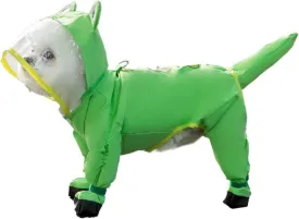 HDKUW Small Dog Raincoat & Rain Shoes Set,Full-Coverage Reflective Dog Jacket with D-Ring,Dogs Raincoat with Rain Boots Set for Puppy Small Dogs Frog XL