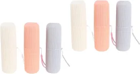 Healifty 2sets Toothbrush Holder for Travel Capsule Size Portable Case Toothbrush Storage Plastic (Grey) 3pcs*2