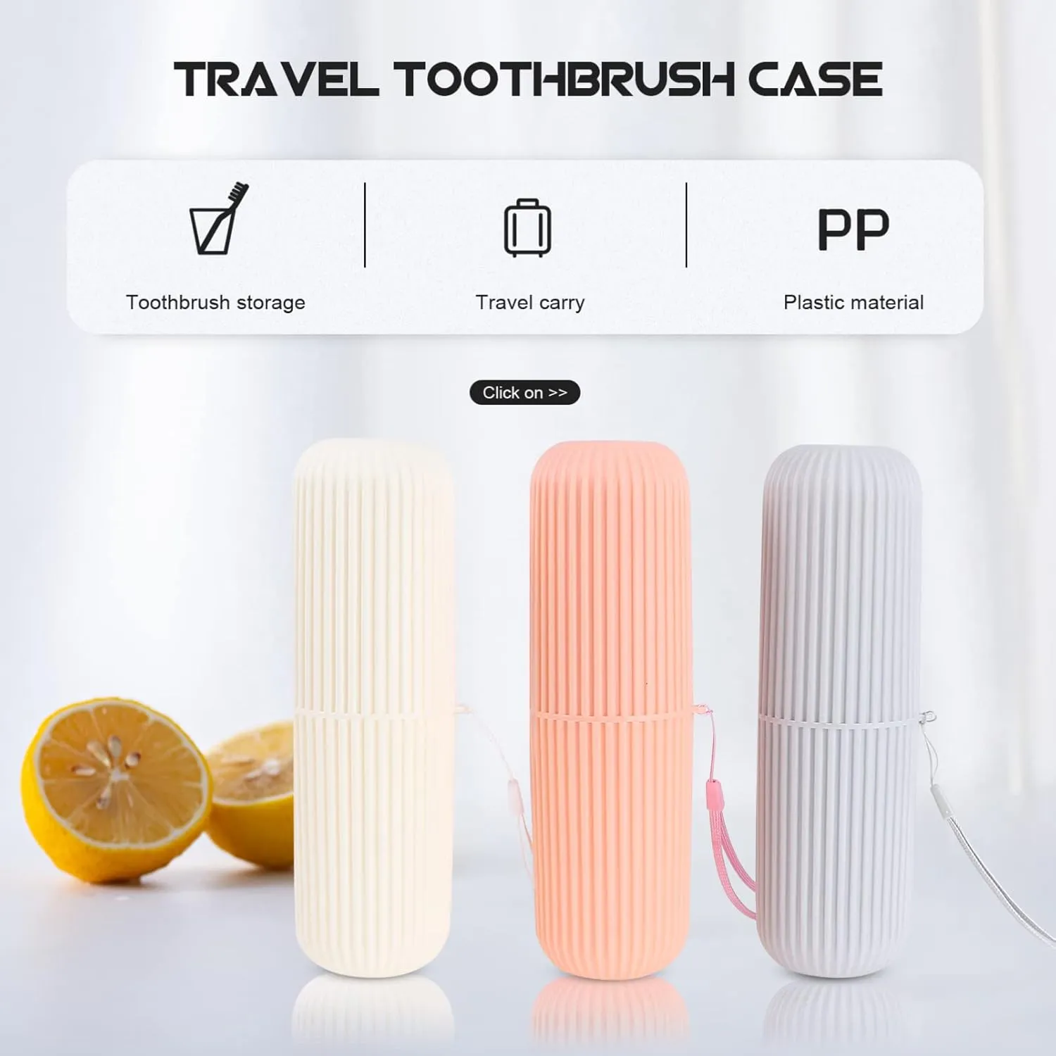 Healifty 2sets Toothbrush Holder for Travel Capsule Size Portable Case Toothbrush Storage Plastic (Grey) 3pcs*2