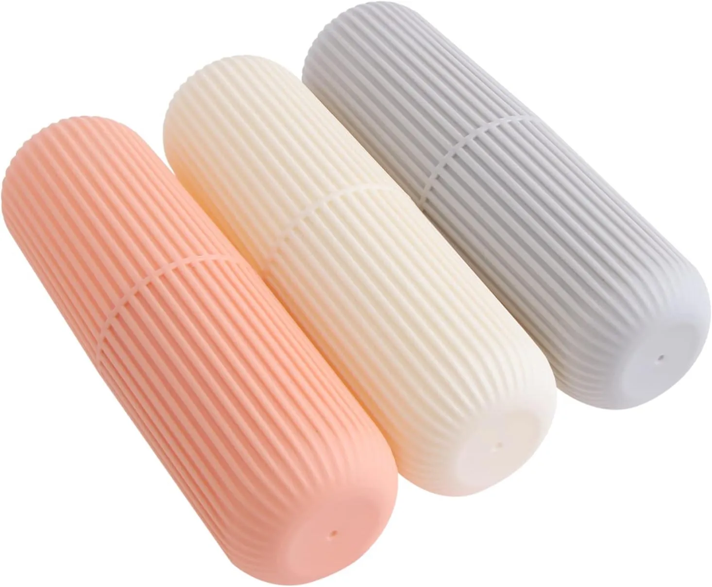 Healifty 2sets Toothbrush Holder for Travel Capsule Size Portable Case Toothbrush Storage Plastic (Grey) 3pcs*2