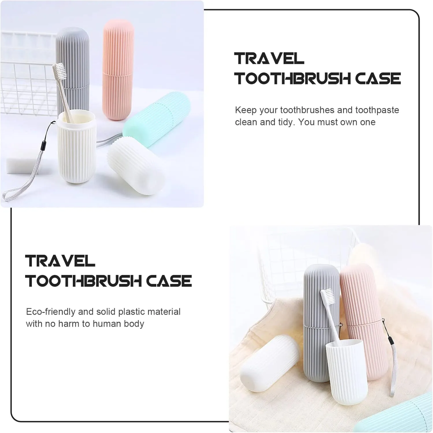 Healifty 2sets Toothbrush Holder for Travel Capsule Size Portable Case Toothbrush Storage Plastic (Grey) 3pcs*2