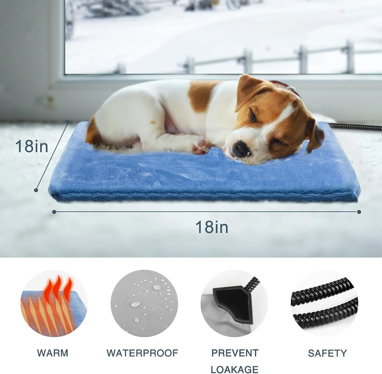 Heated Cat Bed, Adjustable Temperature Dog Cat Heating Pad with 6 Temp & 5 Timer, Pet Heating Pad for Cats Dogs with Chew Resistant Cord, Electric Dog Heating Pad with Washable Cover 18X18