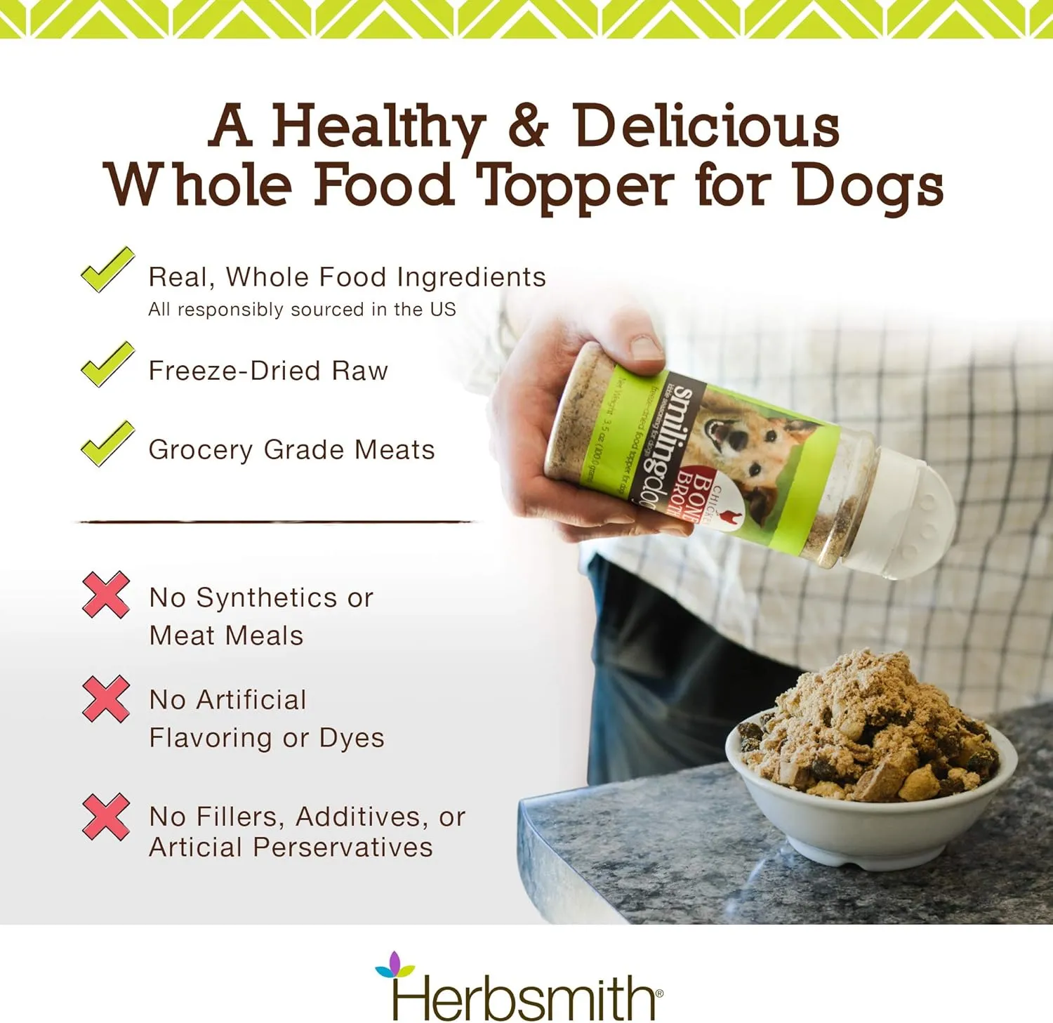 Herbsmith Kibble Seasoning  Freeze Dried Chicken  DIY Raw Coated Kibble Mixer - Dog Food Topper for Picky Eaters, 3 oz [Bundle x4 Units]