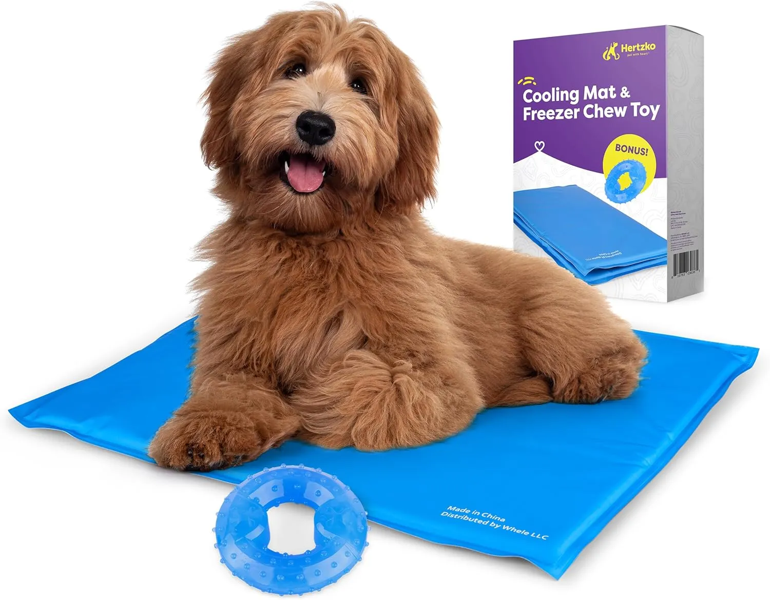 Hertzko Cooling Mat with Chew Toy - Dog Cooling Pad for Small to Medium Sized Pets up to 55 lbs - Cooling Pad for Dogs with Cooling Gel Technology - Pet Cooling Mat - Gel Cooling Pad for Dogs