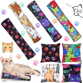 Hungdao 8 Pieces Catnip Kicker Toys Cat Kick Sticks Interactive Pillow Toys for Indoor Kitten Pet Chew Supplies, 2 Shapes and 4 Designs