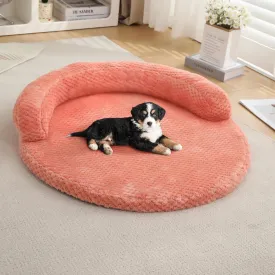 huraty Orthopedic Dog Bed for Small Dogs, Bolster Dog Sofa Bed Washable Pet Bed, Supportive Foam Pet Bed with Nonskid Bottom, 23.6 x 4.7 x 1.5 Inch, Pink