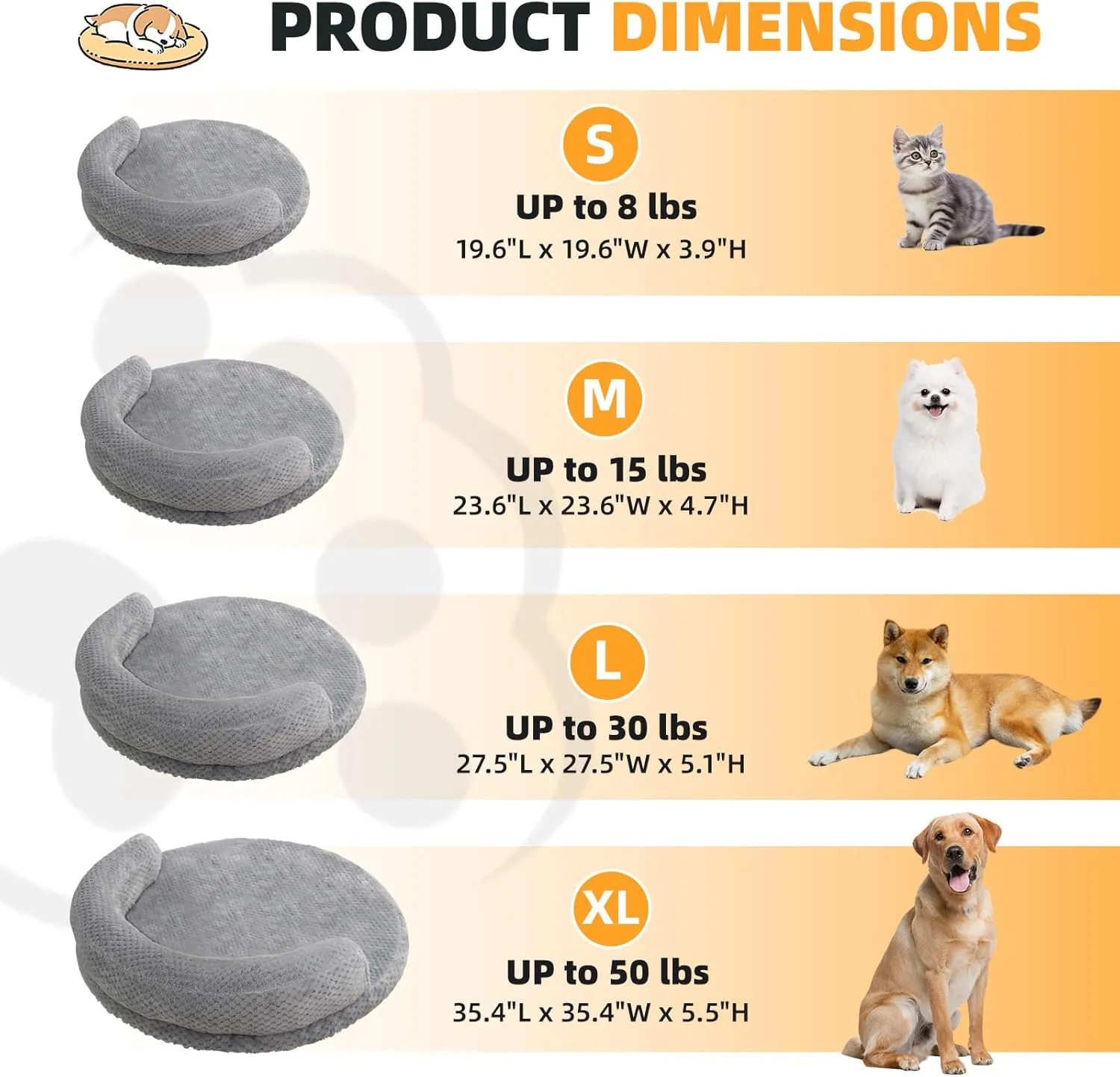 huraty Orthopedic Dog Bed for Small Dogs, Bolster Dog Sofa Bed Washable Pet Bed, Supportive Foam Pet Bed with Nonskid Bottom, 23.6 x 4.7 x 1.5 Inch, Pink