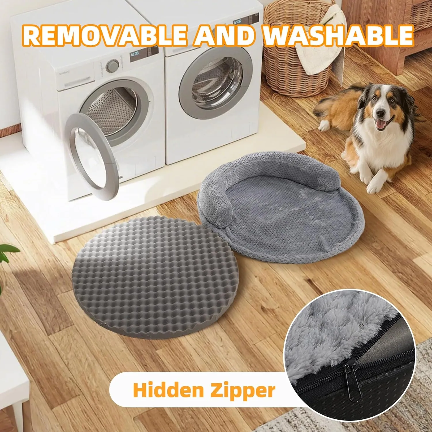 huraty Orthopedic Dog Bed for Small Dogs, Bolster Dog Sofa Bed Washable Pet Bed, Supportive Foam Pet Bed with Nonskid Bottom, 23.6 x 4.7 x 1.5 Inch, Pink
