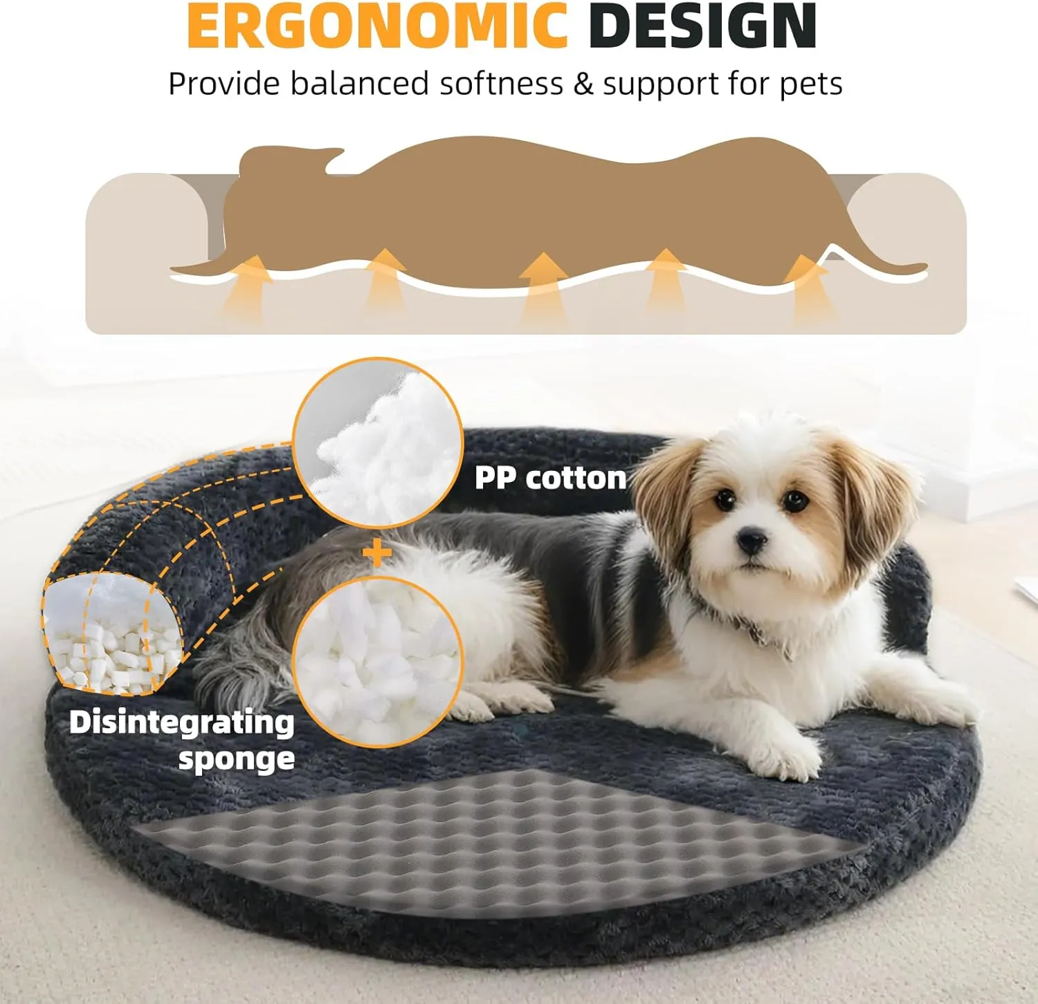huraty Orthopedic Dog Bed for Small Dogs, Bolster Dog Sofa Bed Washable Pet Bed, Supportive Foam Pet Bed with Nonskid Bottom, 23.6 x 4.7 x 1.5 Inch, Pink