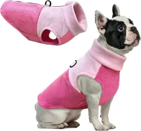 Idepet Dog Fleece Vest Sweater Zip Up Warm Pullover Dogs Jacket with D-Ring Leash Winter Cold Weater Coat Pet Sweatershirt Clothes Hoodie for Small Medium Dogs Boy Girl (Pink/Rose Red, S)