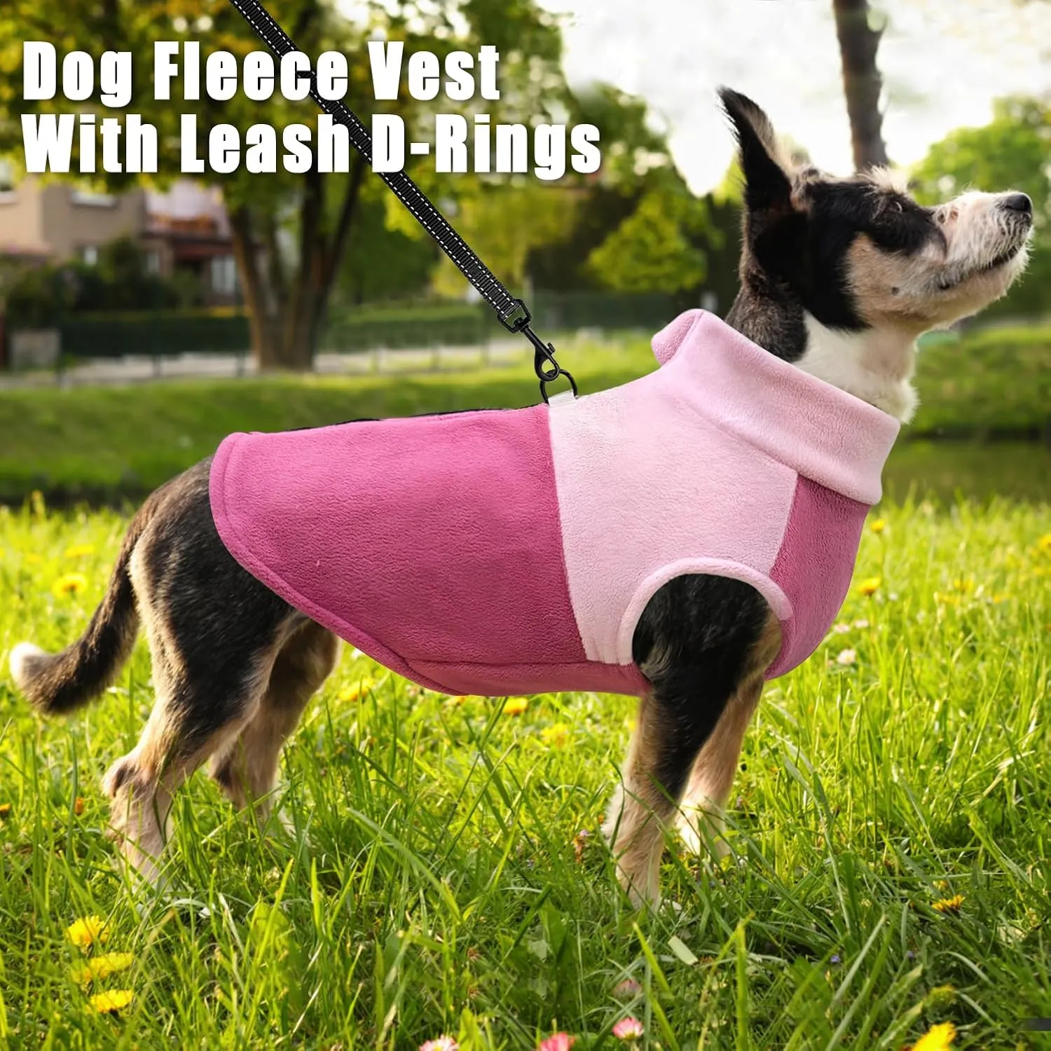 Idepet Dog Fleece Vest Sweater Zip Up Warm Pullover Dogs Jacket with D-Ring Leash Winter Cold Weater Coat Pet Sweatershirt Clothes Hoodie for Small Medium Dogs Boy Girl (Pink/Rose Red, S)
