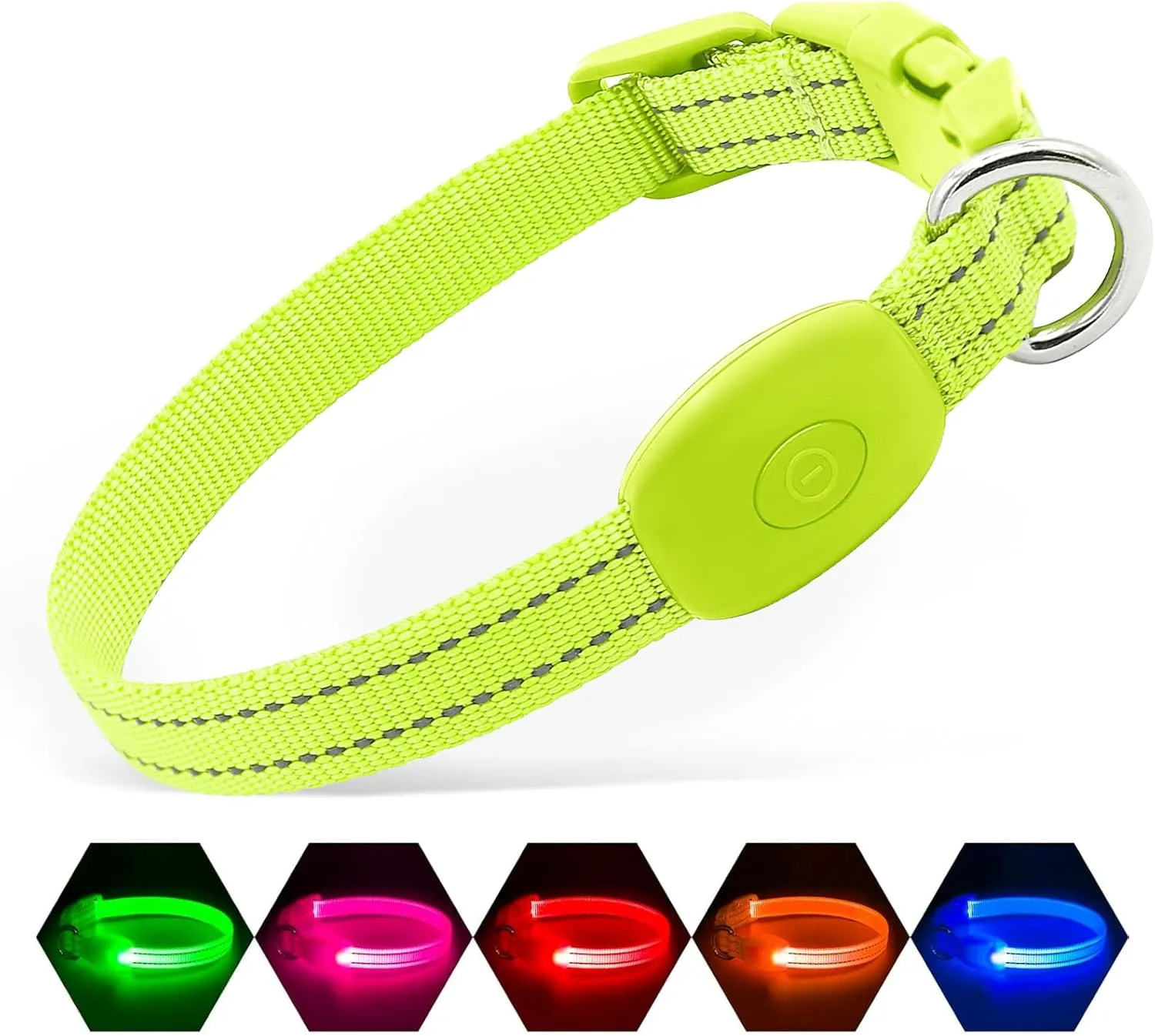illumifun LED Dog Collar for Puppy, USB Rechargeable Light Up Collar, Lightweight Nylon Glowing Dog Collar for Your Small Pups& Cats (Green, X-Small)