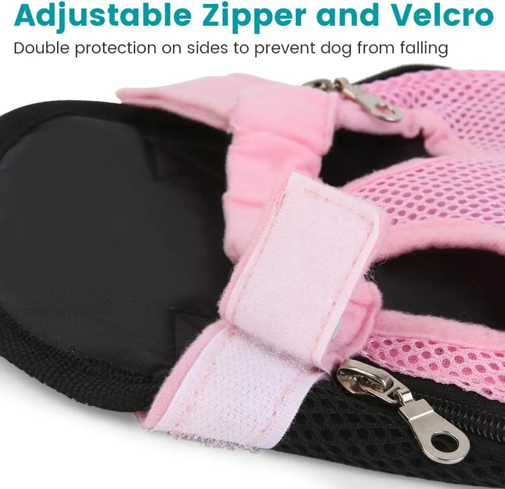 Inspack Dog Cat Backpack Carrier, Dog Carrier Adjustable for Small Medium Dogs, Pet Dog Front Chest Carriers Backpacks, Puppy Carrier Sling Backpack, Holder Papoose for Cat Body, M, Pink
