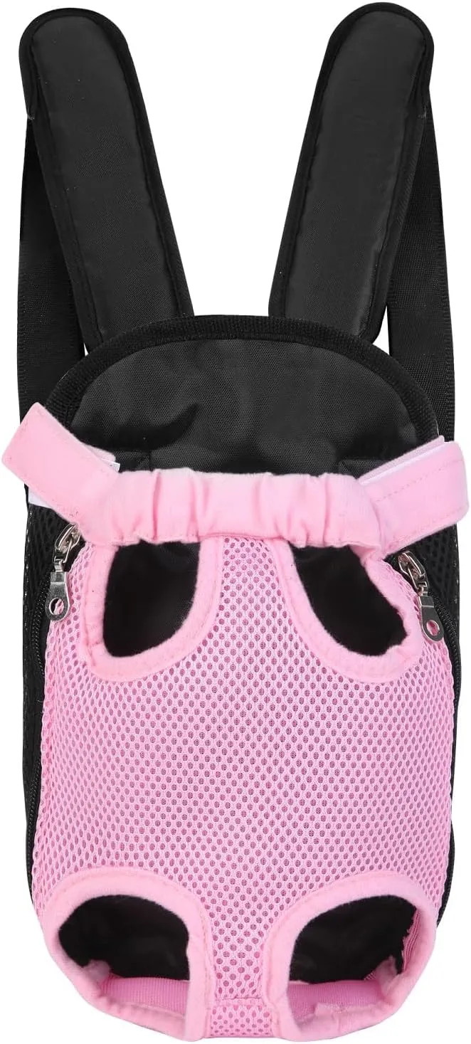 Inspack Dog Cat Backpack Carrier, Dog Carrier Adjustable for Small Medium Dogs, Pet Dog Front Chest Carriers Backpacks, Puppy Carrier Sling Backpack, Holder Papoose for Cat Body, M, Pink