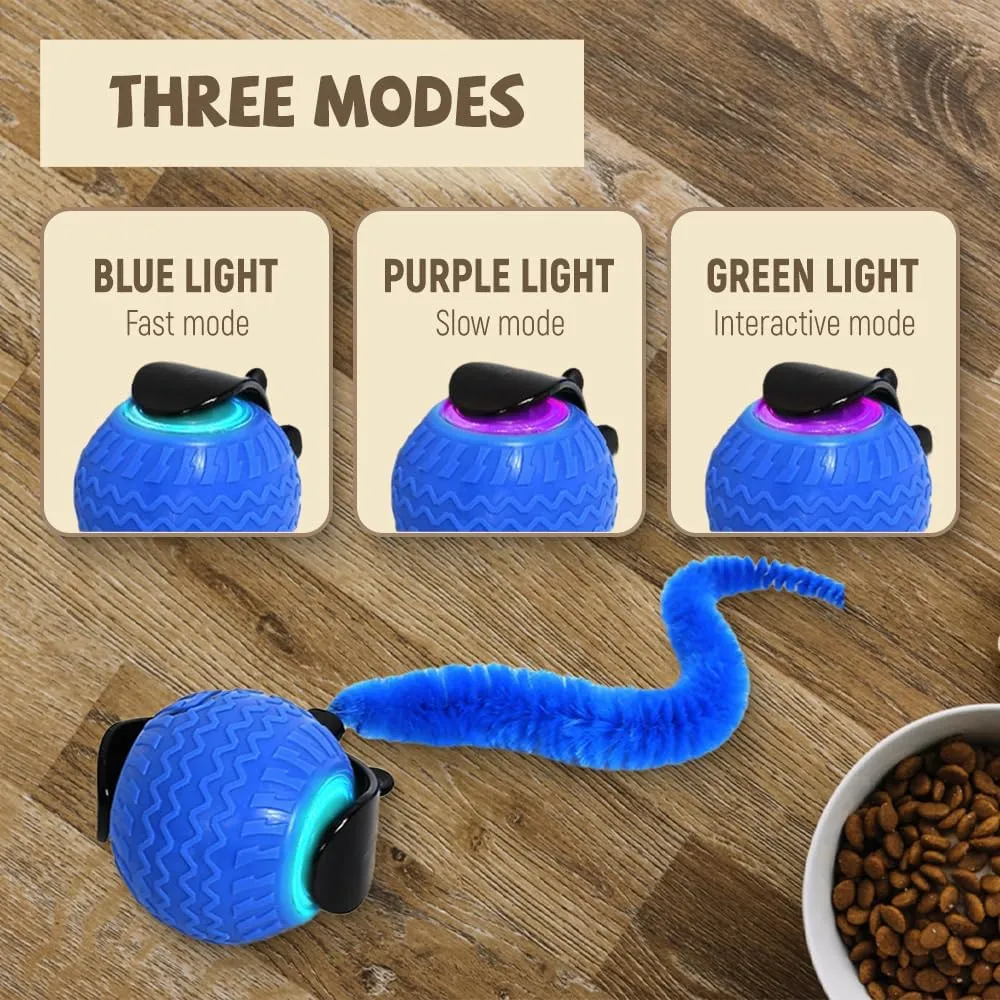 Interactive Cat Ball Toy, 2025 New Cats Ball Toys with Cord Imitation Mouse, Smart Self Rolling Pet Toys for Bored Indoor Adult Cats, Automatic Moving Peppy Pet Balls