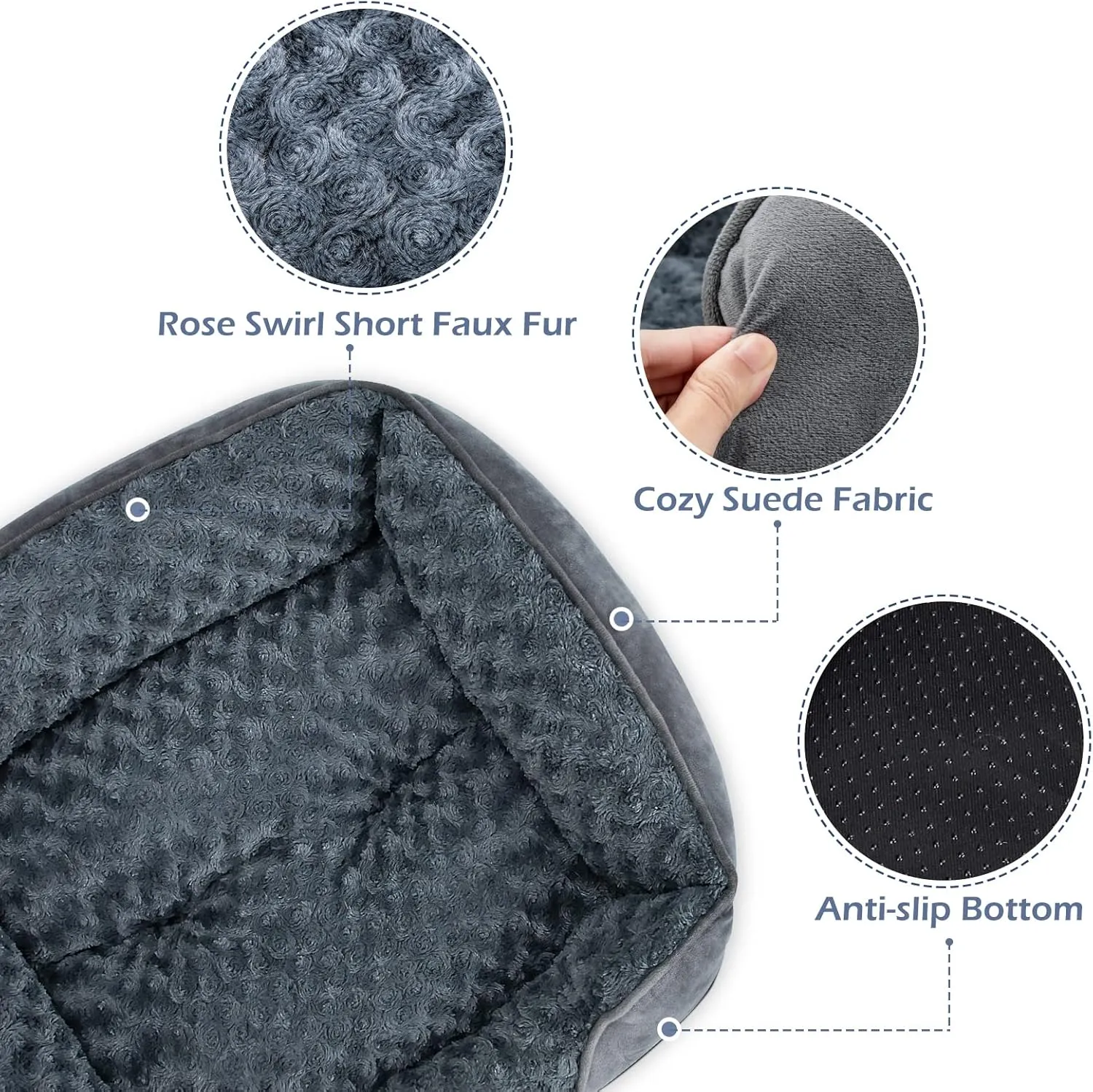 INVENHO Medium Dog Bed for Large Medium Small Dogs, Rectangle Washable Dog Bed, Orthopedic Dog Bed, Soft Calming Sleeping Puppy Bed Durable Pet Cuddler with Anti-Slip Bottom M(25"x21"x8")