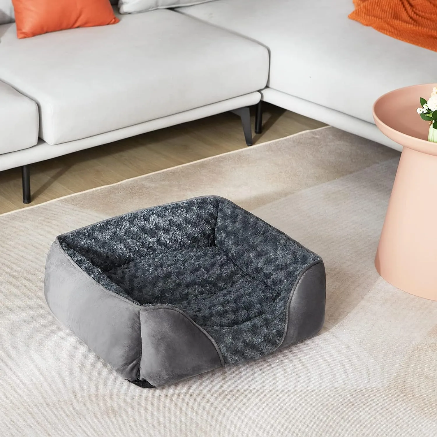 INVENHO Medium Dog Bed for Large Medium Small Dogs, Rectangle Washable Dog Bed, Orthopedic Dog Bed, Soft Calming Sleeping Puppy Bed Durable Pet Cuddler with Anti-Slip Bottom M(25"x21"x8")