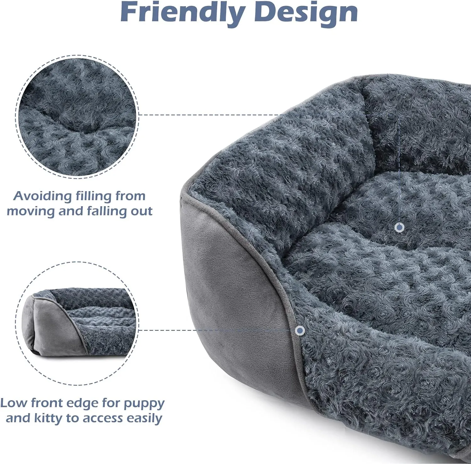INVENHO Medium Dog Bed for Large Medium Small Dogs, Rectangle Washable Dog Bed, Orthopedic Dog Bed, Soft Calming Sleeping Puppy Bed Durable Pet Cuddler with Anti-Slip Bottom M(25"x21"x8")