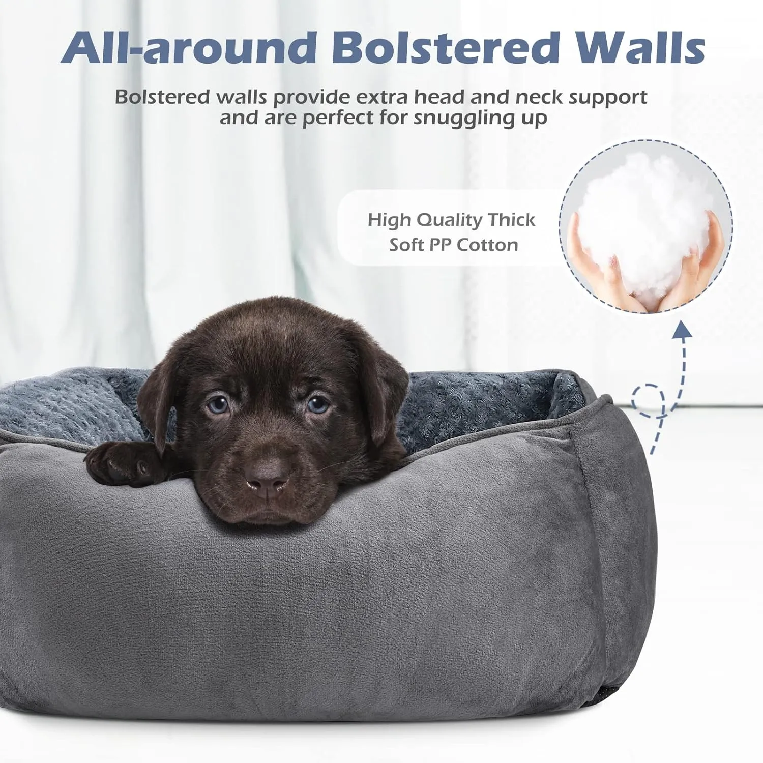 INVENHO Medium Dog Bed for Large Medium Small Dogs, Rectangle Washable Dog Bed, Orthopedic Dog Bed, Soft Calming Sleeping Puppy Bed Durable Pet Cuddler with Anti-Slip Bottom M(25"x21"x8")